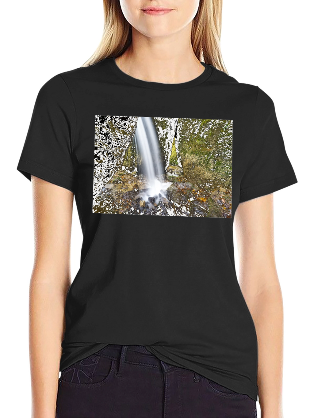 Waterfall Graphic Black T-Shirt