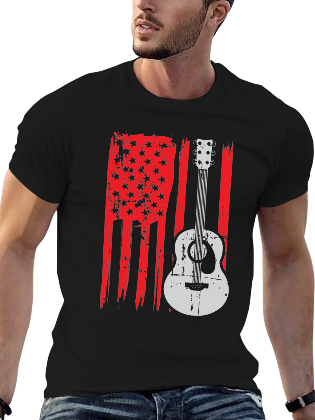 American Flag Guitar Graphic Tee