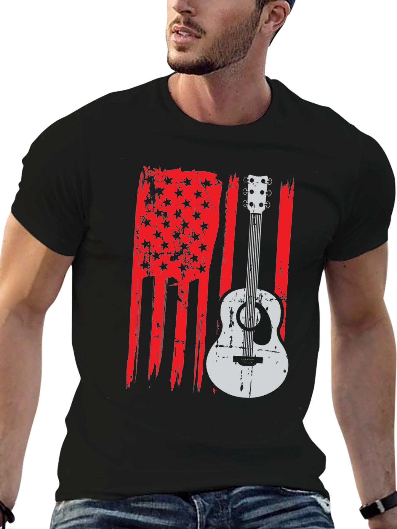 American Flag Guitar Graphic Tee