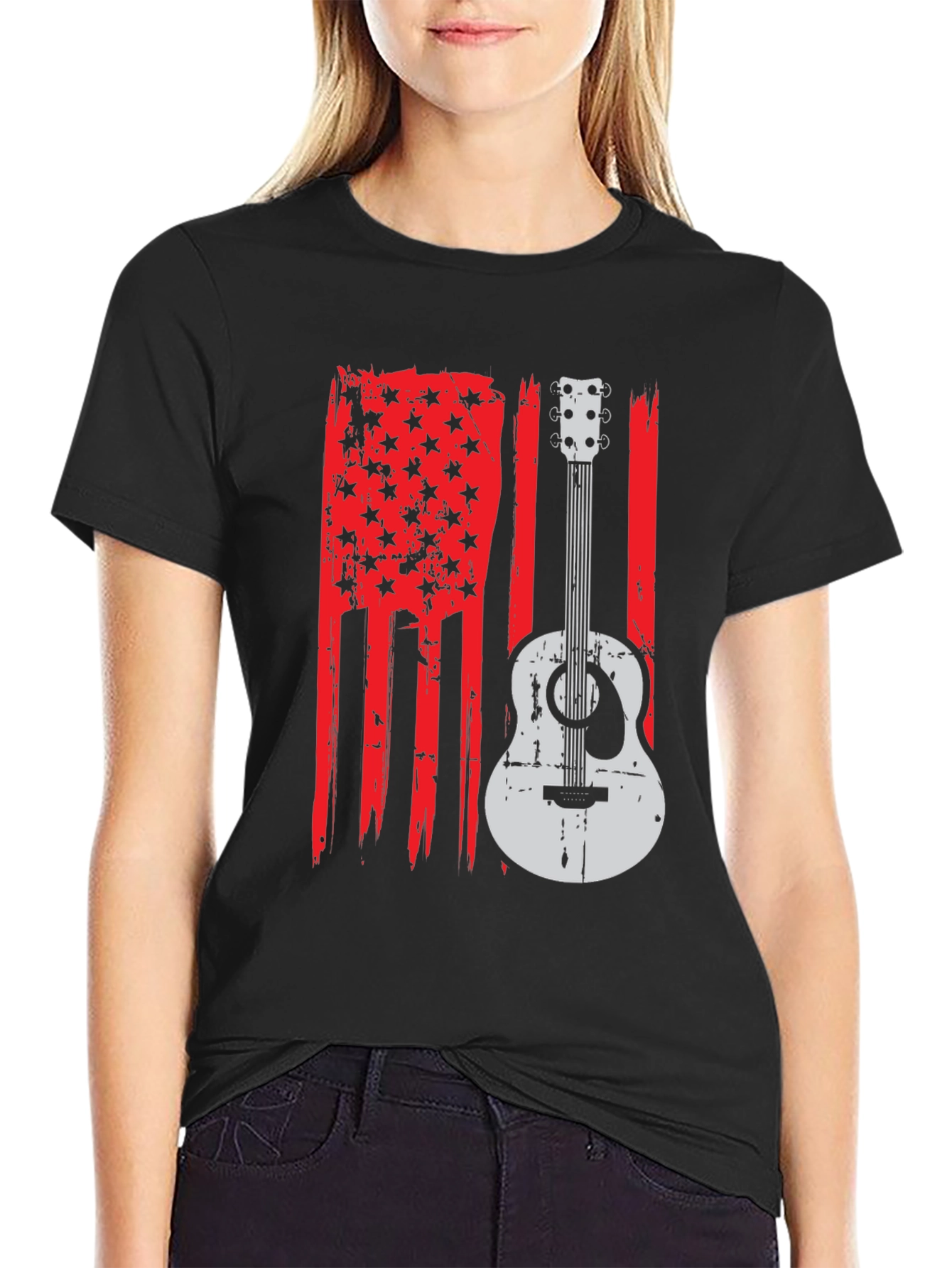 American Flag Guitar Graphic Tee