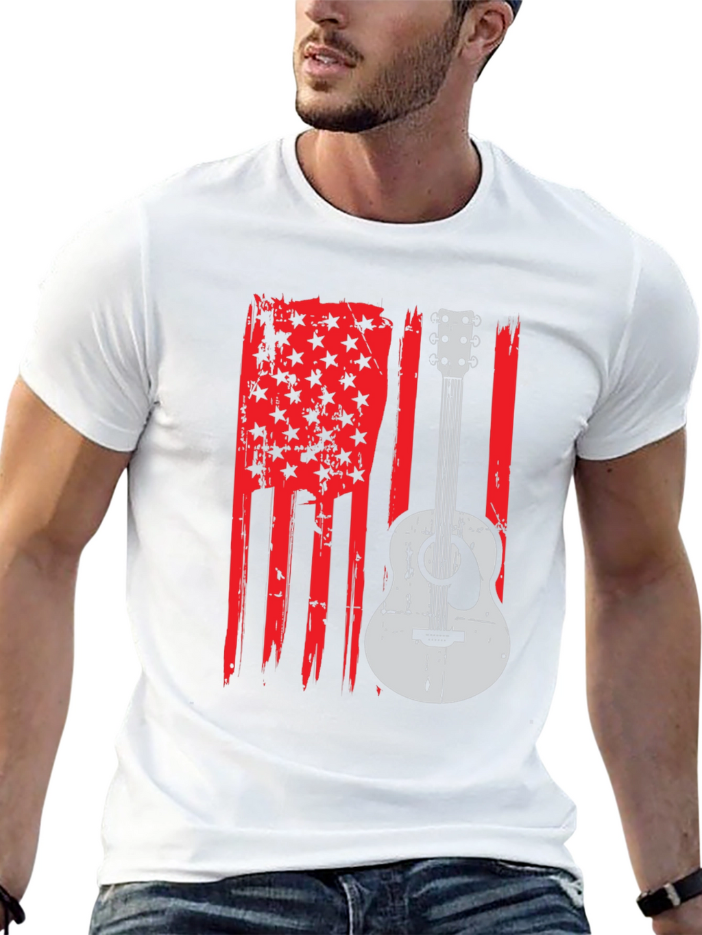 American Flag Guitar Graphic Tee