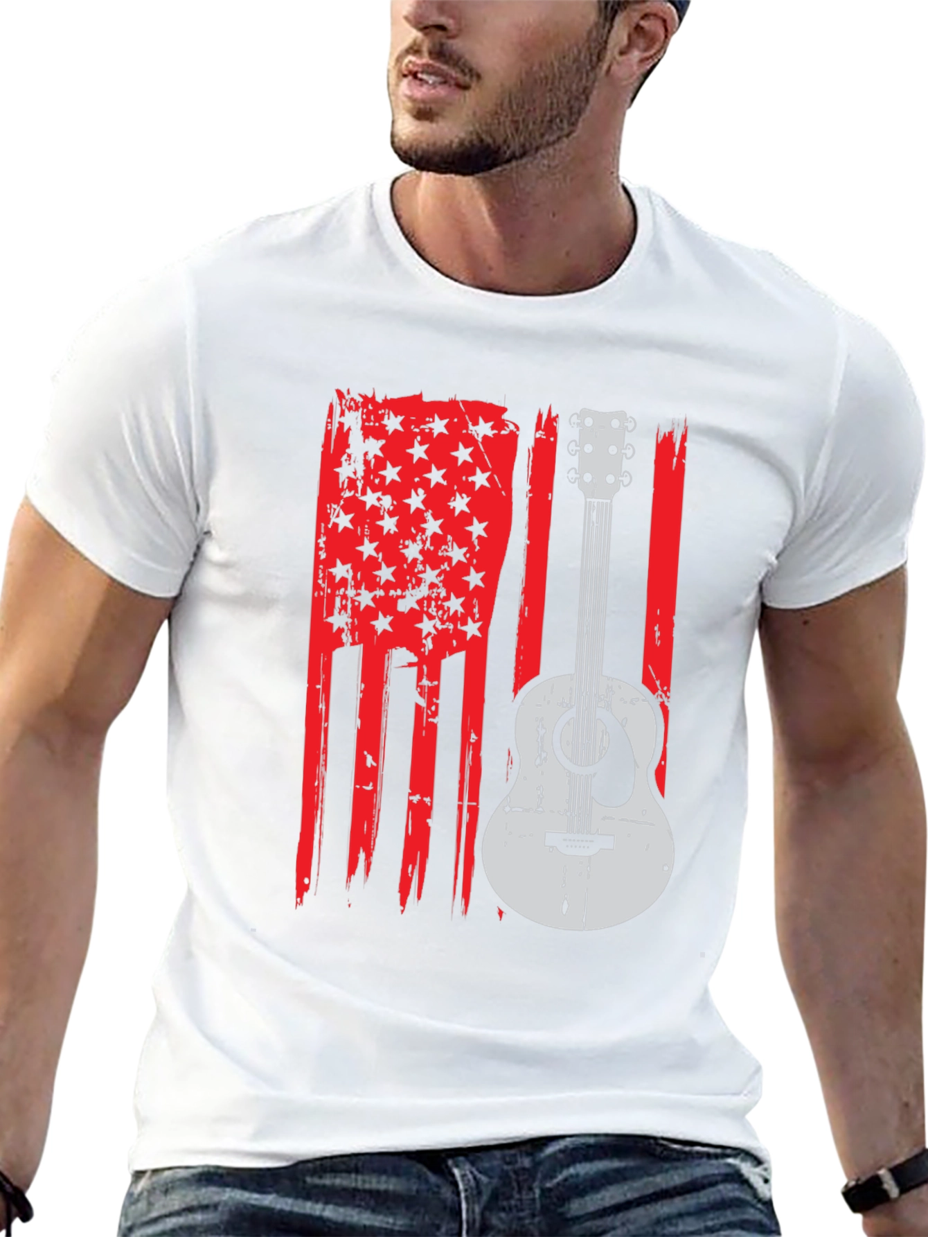 American Flag Guitar Graphic Tee