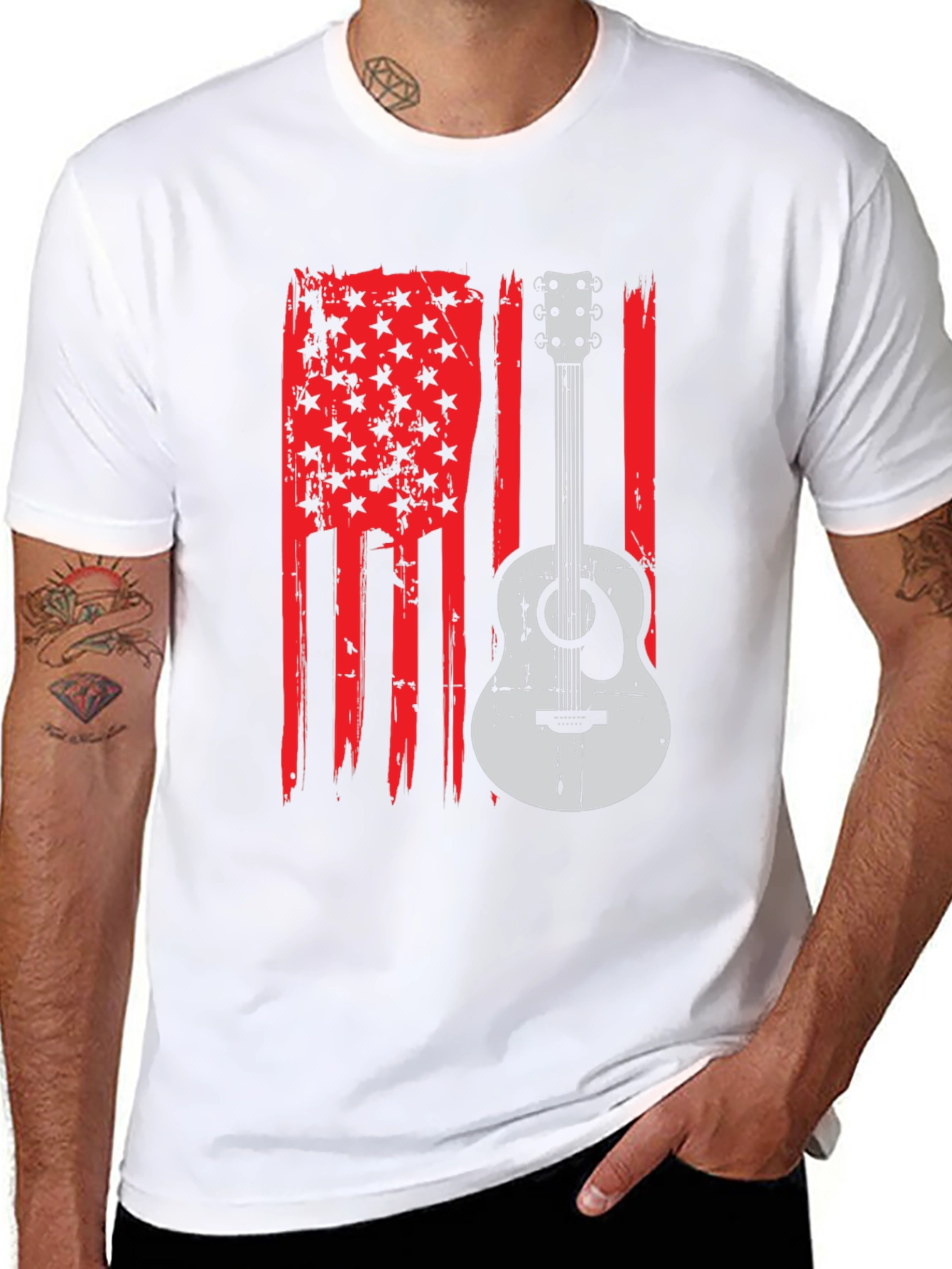 American Flag Guitar Graphic Tee
