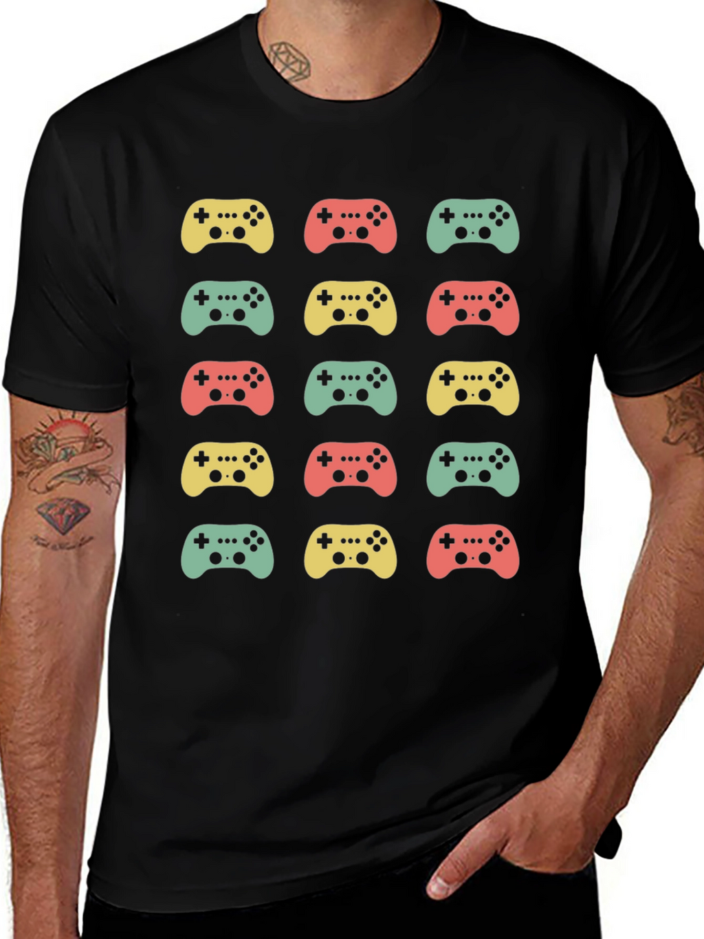 Retro Gaming Controller Pattern T-Shirt