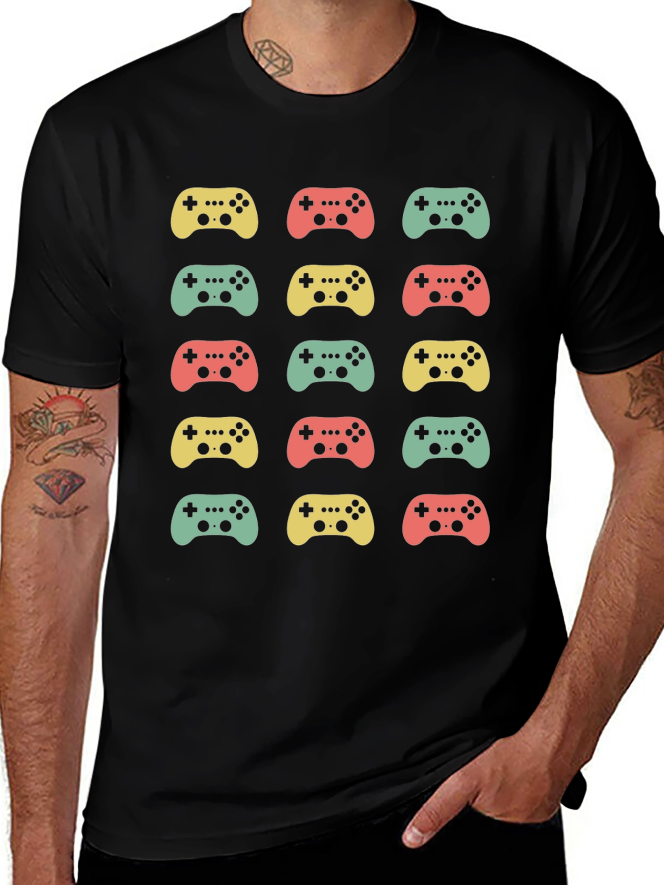 Retro Gaming Controller Pattern T-Shirt