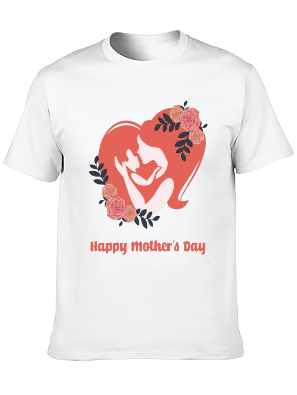 Mothers Day Black T-Shirt - Heart Design