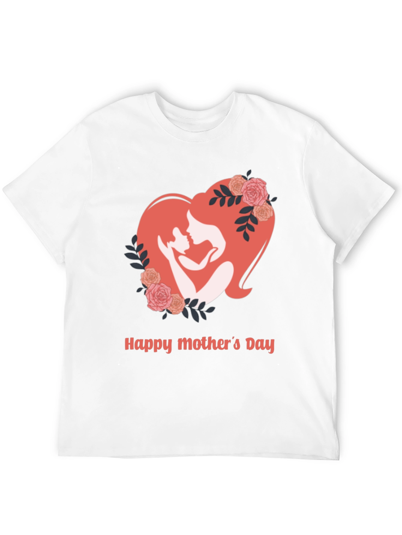 Mothers Day Black T-Shirt - Heart Design
