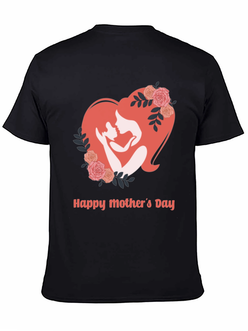 Mothers Day Black T-Shirt - Heart Design