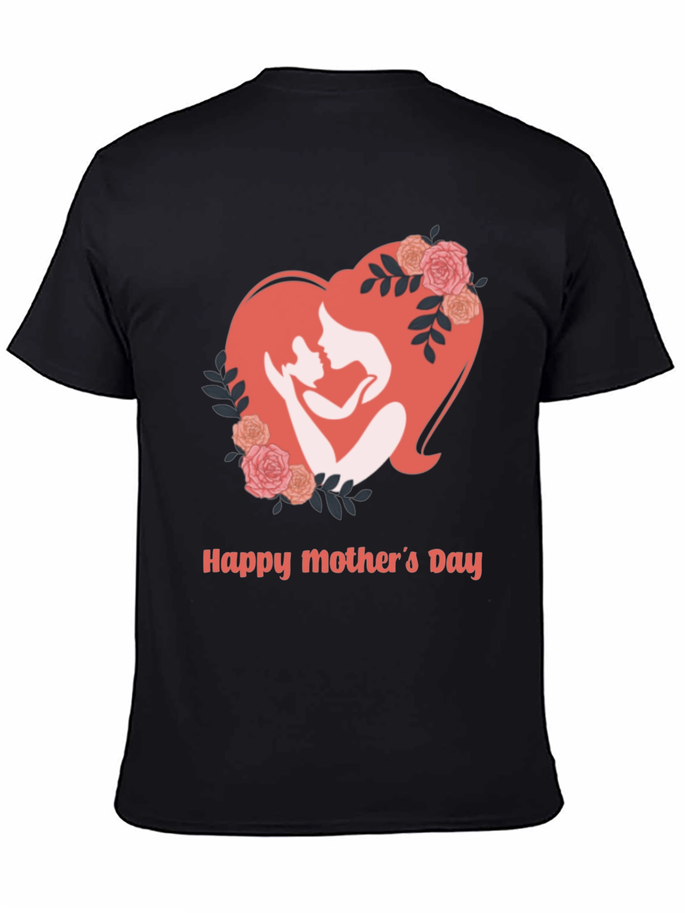 Mothers Day Black T-Shirt - Heart Design