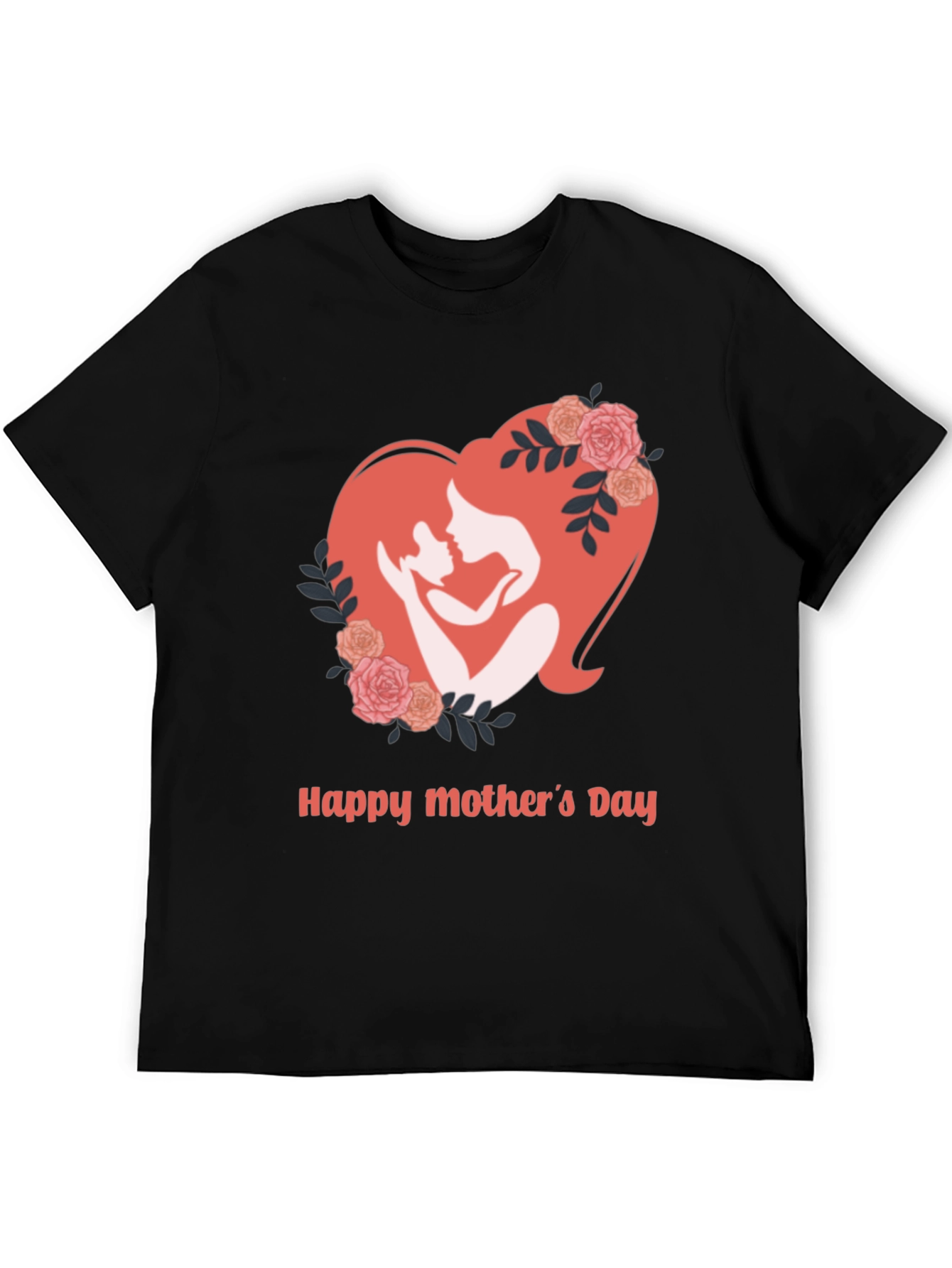 Mothers Day Black T-Shirt - Heart Design