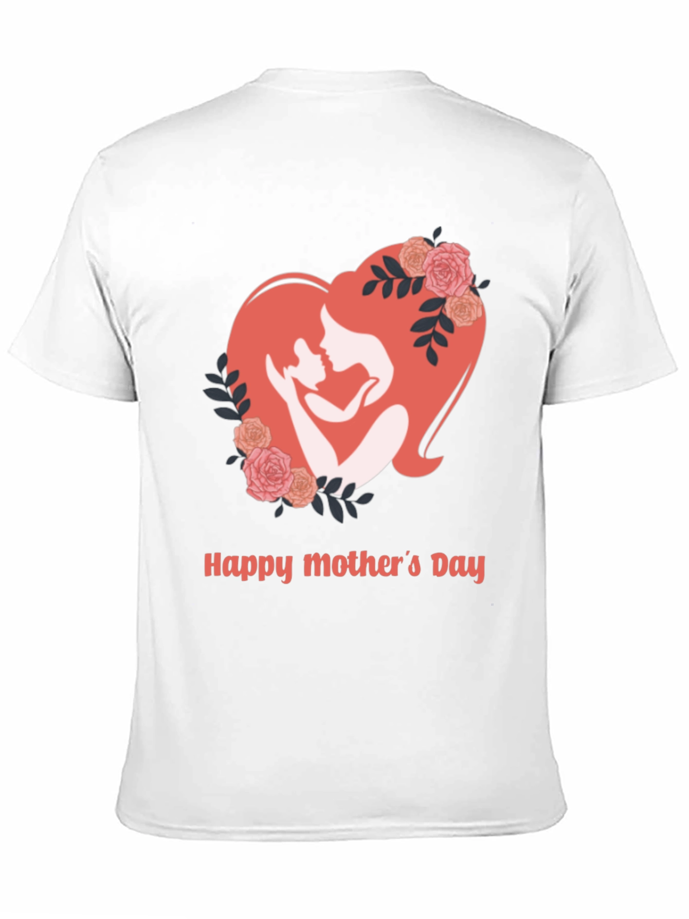 Mothers Day Black T-Shirt - Heart Design