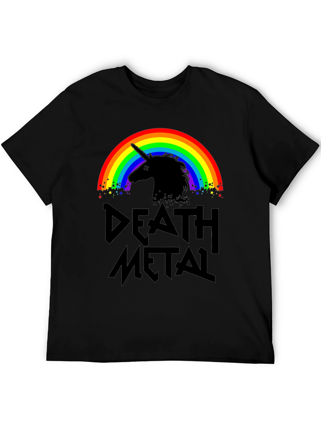 Death Metal Unicorn Rainbow Graphic T-Shirt