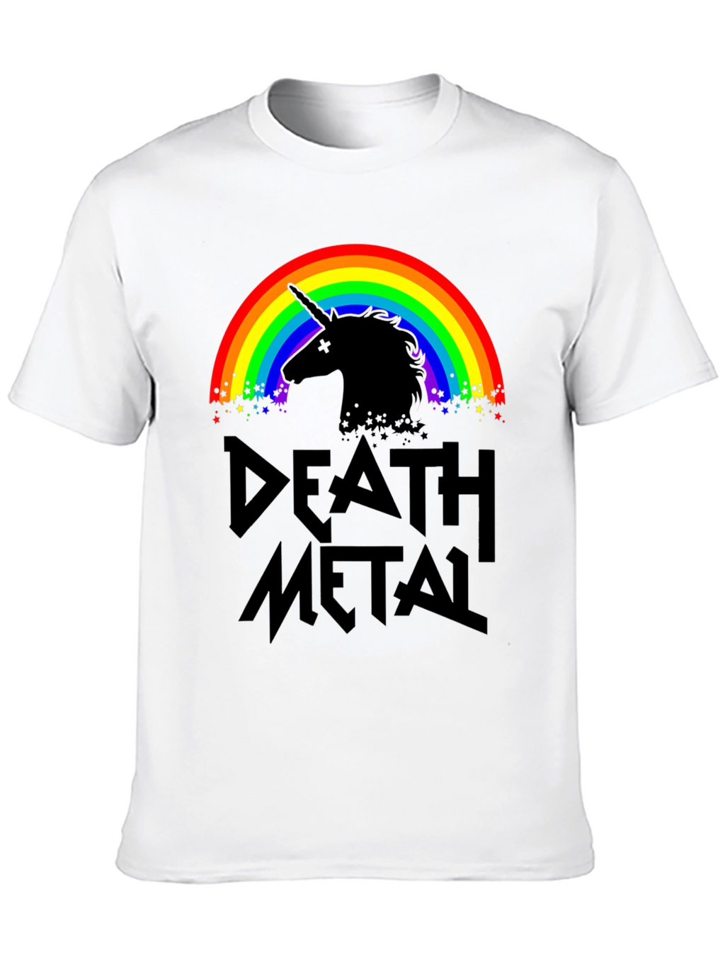 Death Metal Unicorn Rainbow Graphic T-Shirt