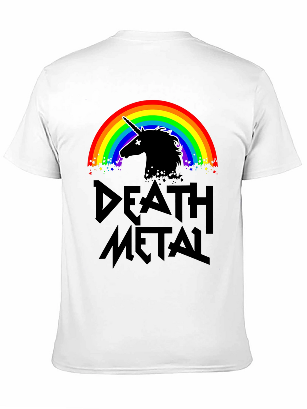 Death Metal Unicorn Rainbow Graphic T-Shirt