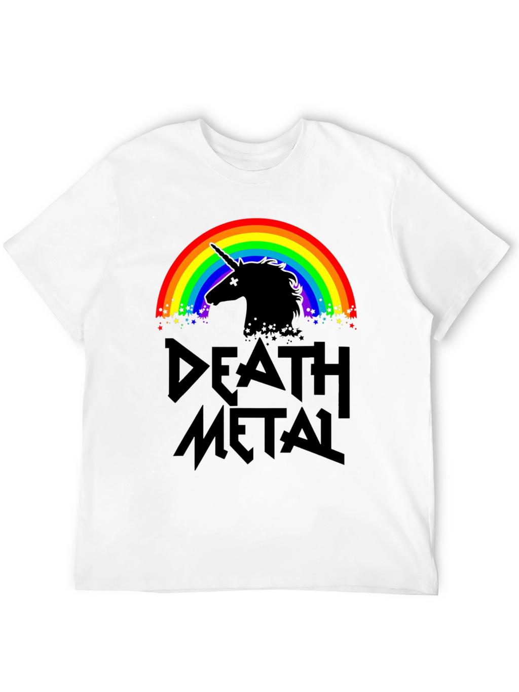 Death Metal Unicorn Rainbow Graphic T-Shirt