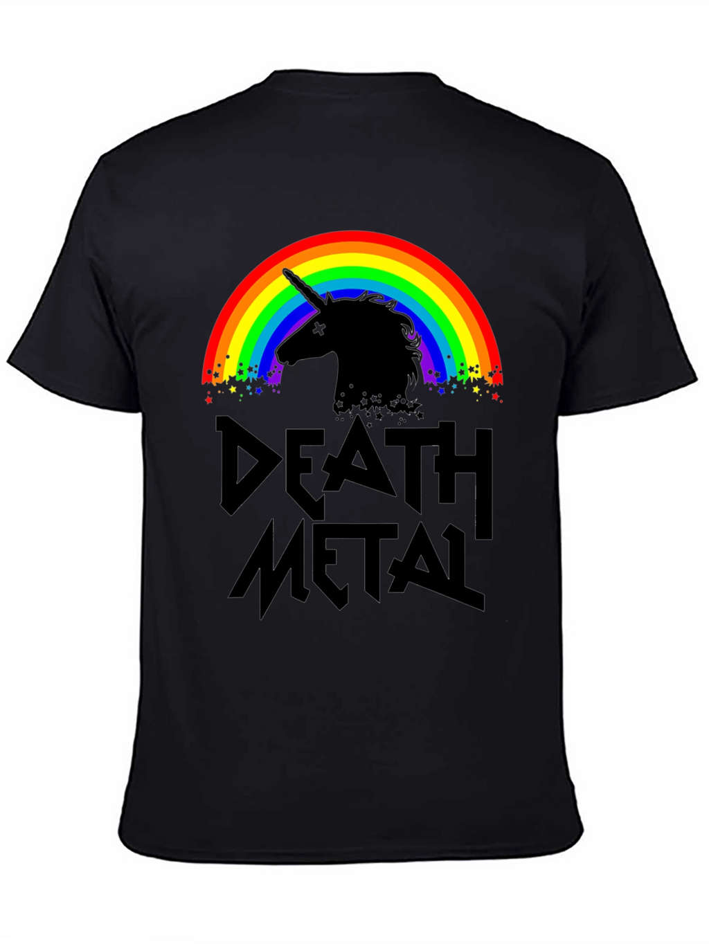 Death Metal Unicorn Rainbow Graphic T-Shirt