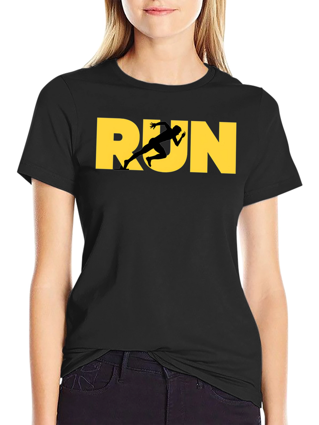 Run Graphic Tee - Athlete Design Black T-Shirt