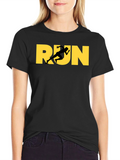 Run Graphic Tee - Athlete Design Black T-Shirt