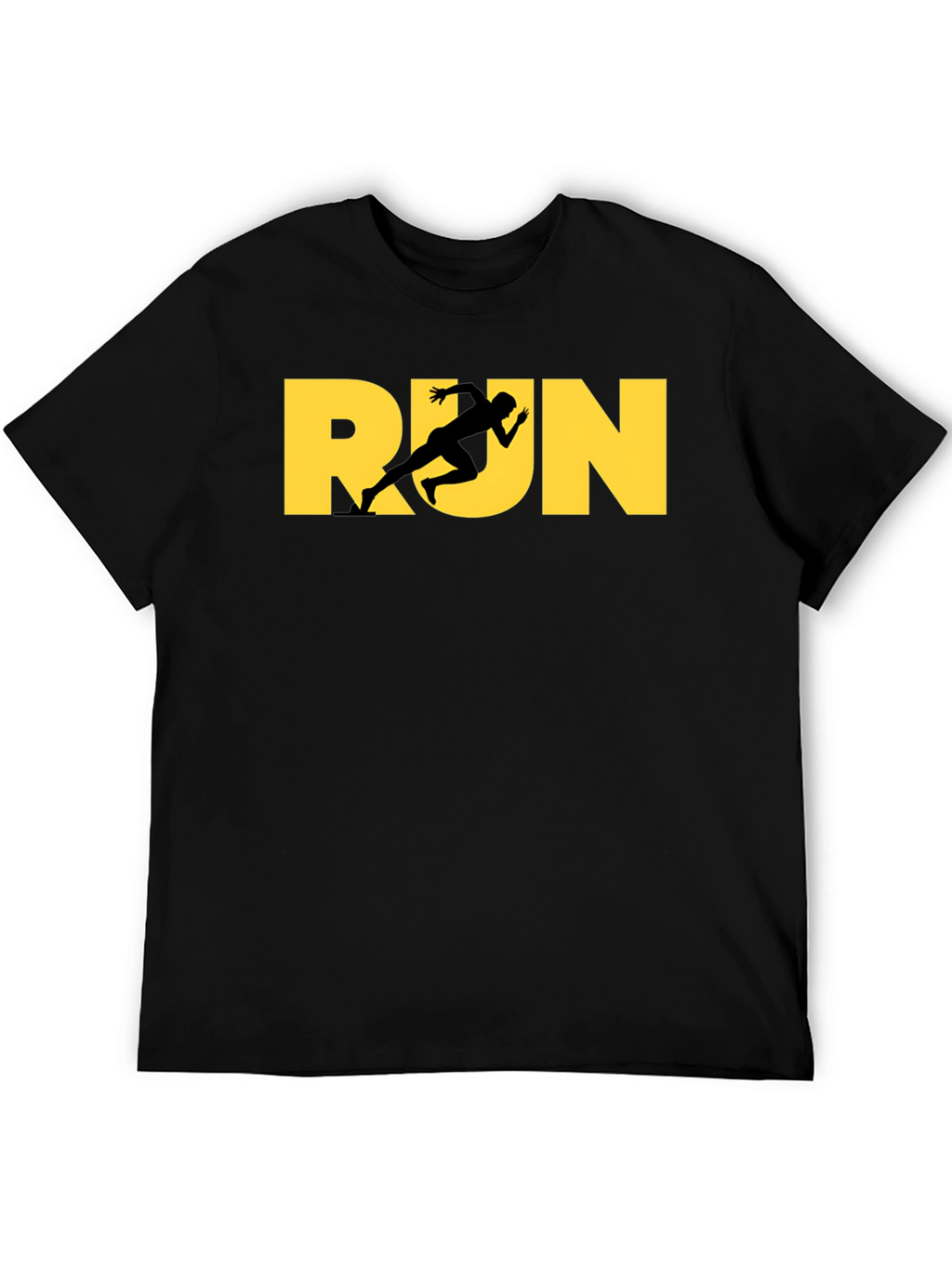 Run Graphic Tee - Athlete Design Black T-Shirt