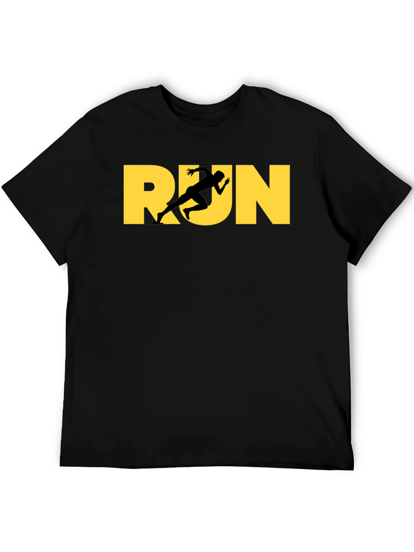 Run Graphic Tee - Athlete Design Black T-Shirt