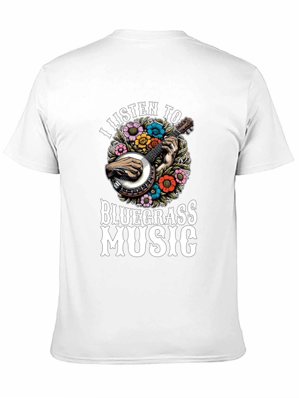 Bluegrass Music T-Shirt - Banjo & Flowers