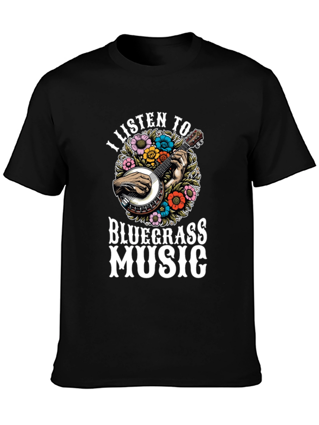 Bluegrass Music T-Shirt - Banjo & Flowers