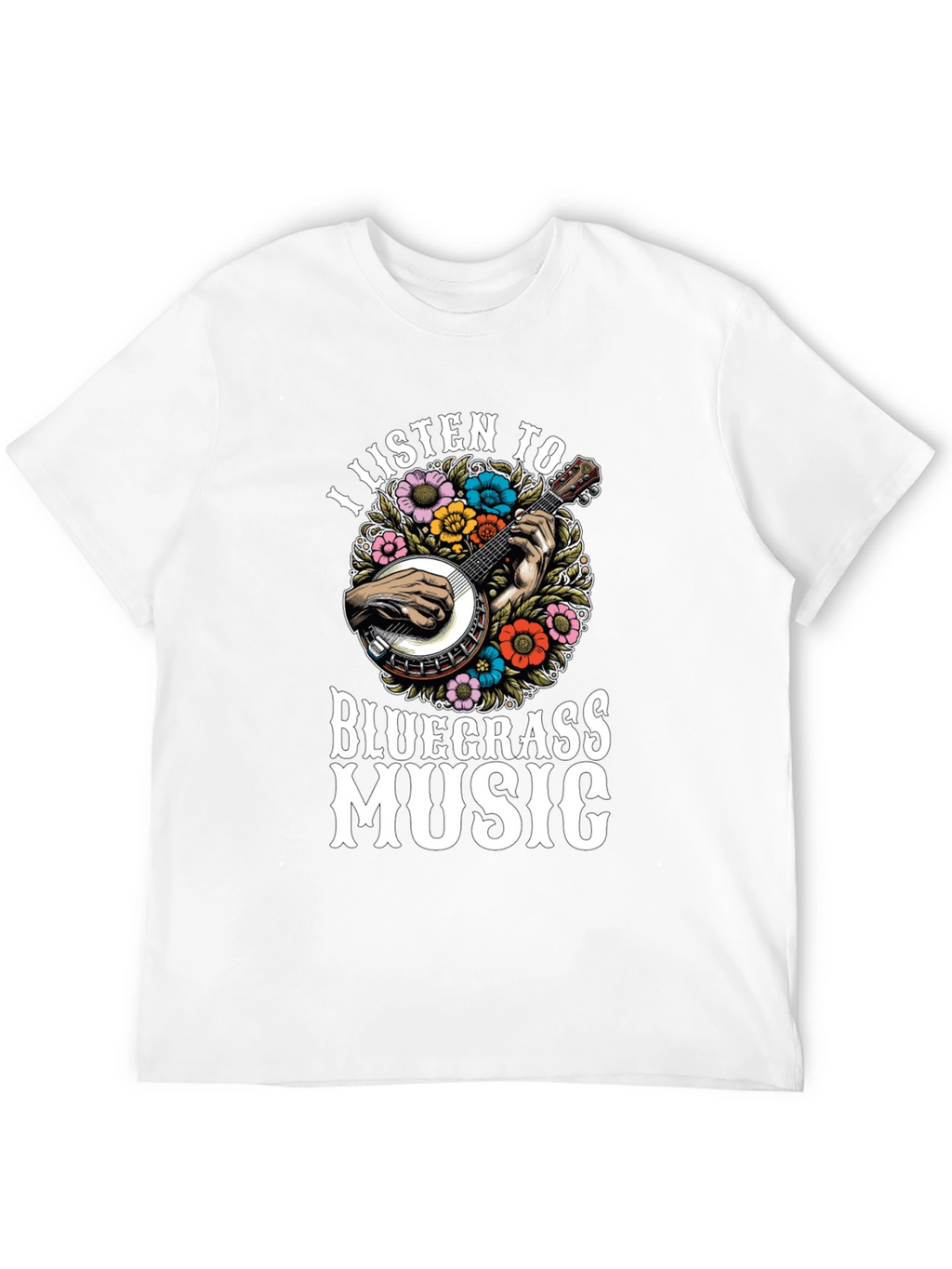 Bluegrass Music T-Shirt - Banjo & Flowers