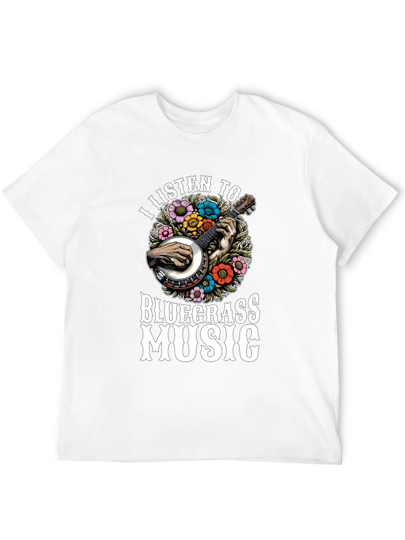 Bluegrass Music T-Shirt - Banjo & Flowers
