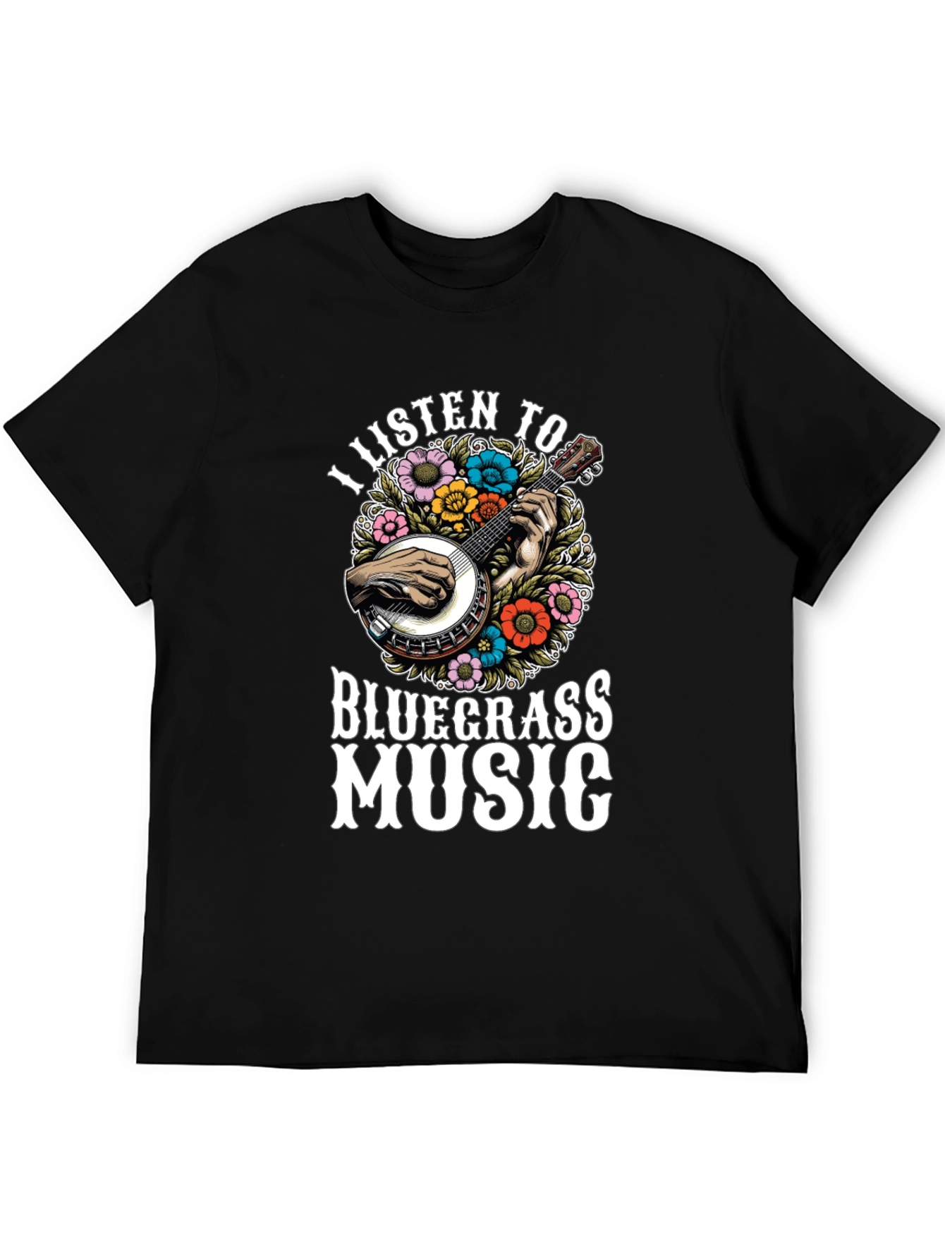 Bluegrass Music T-Shirt - Banjo & Flowers
