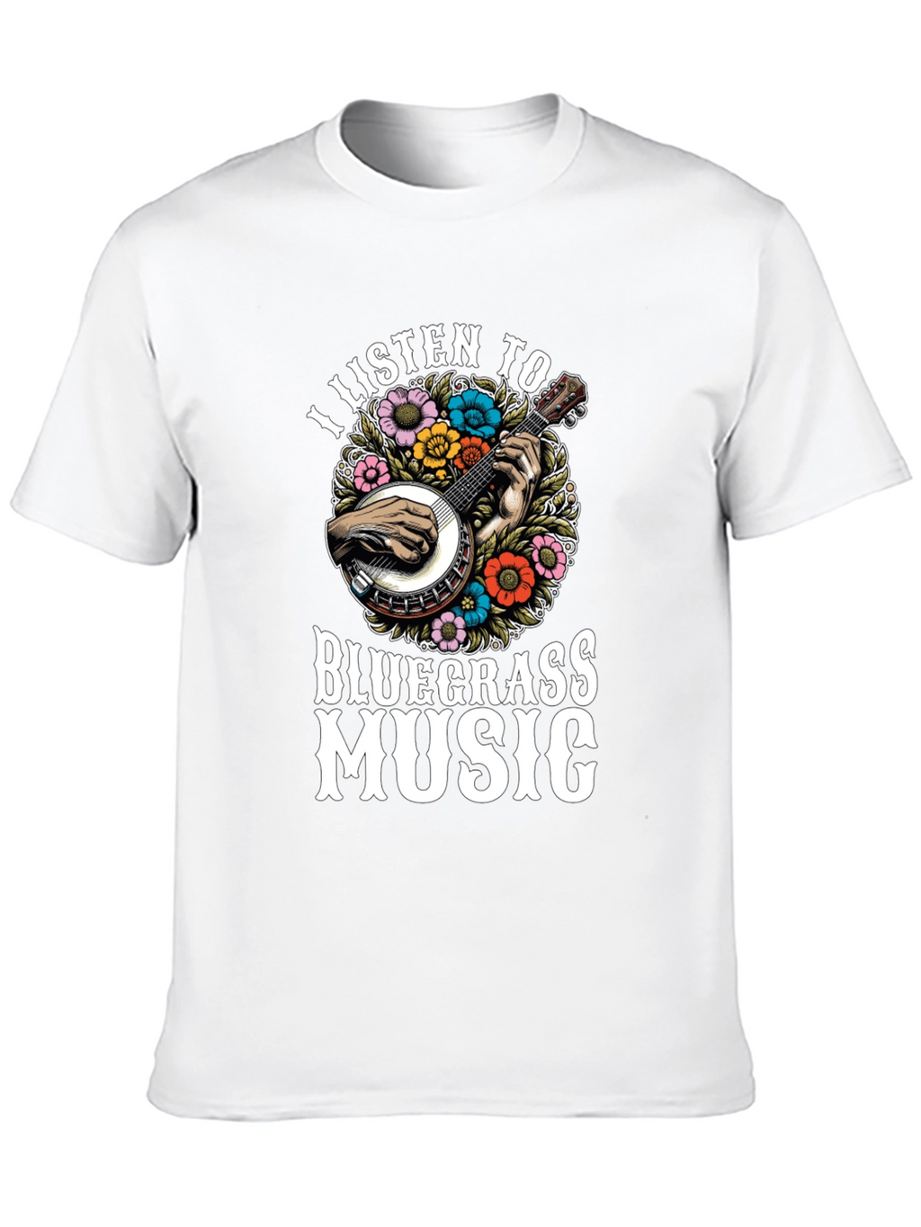 Bluegrass Music T-Shirt - Banjo & Flowers