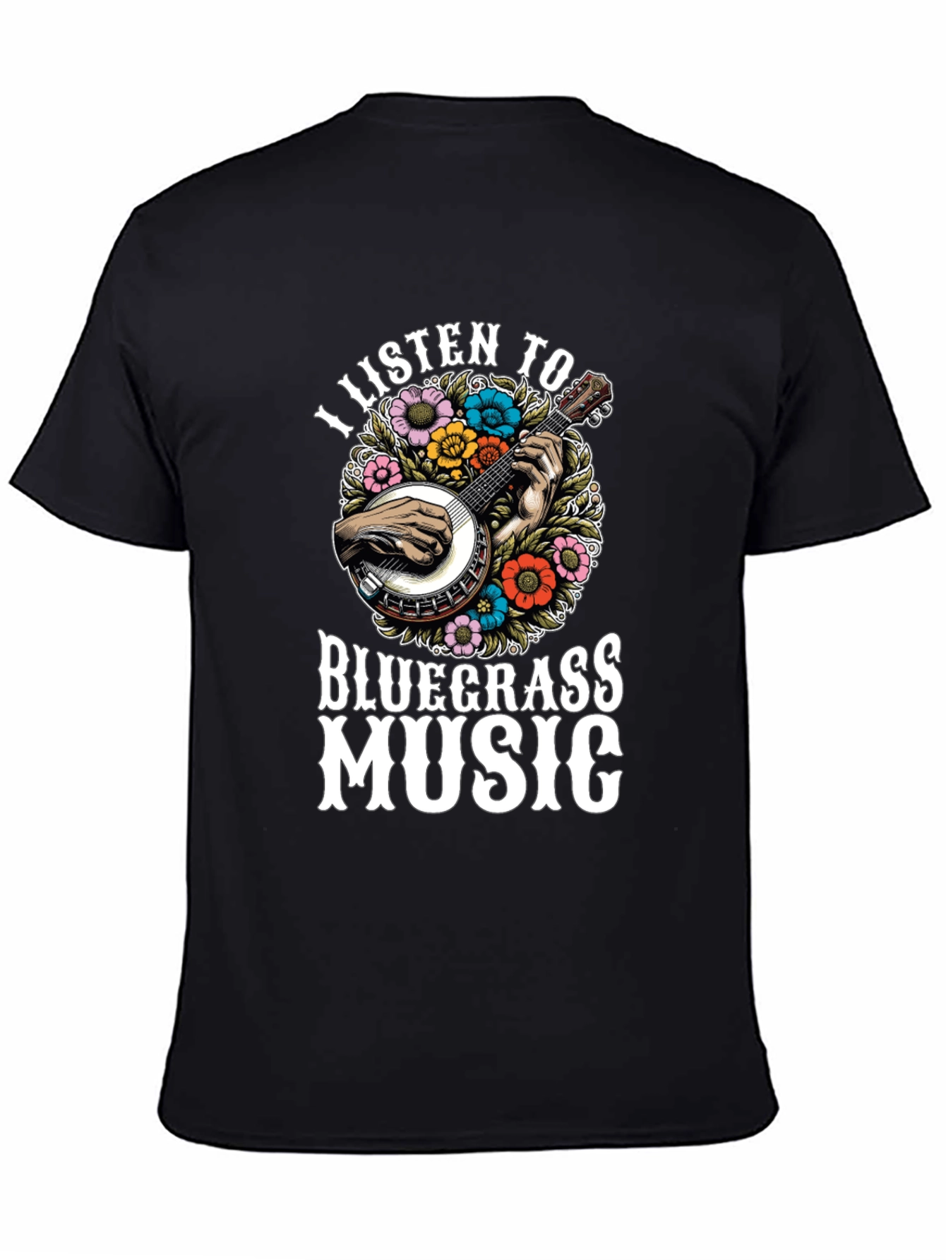 Bluegrass Music T-Shirt - Banjo & Flowers