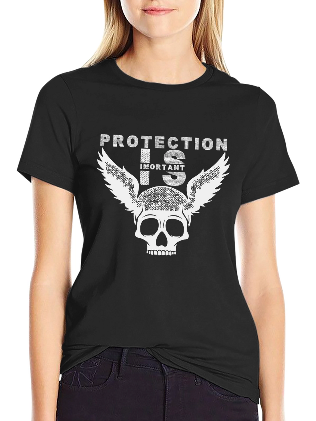 Protection is Important Skull Graphic T-Shirt
