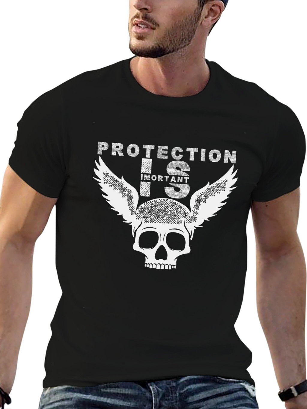 Protection is Important Skull Graphic T-Shirt
