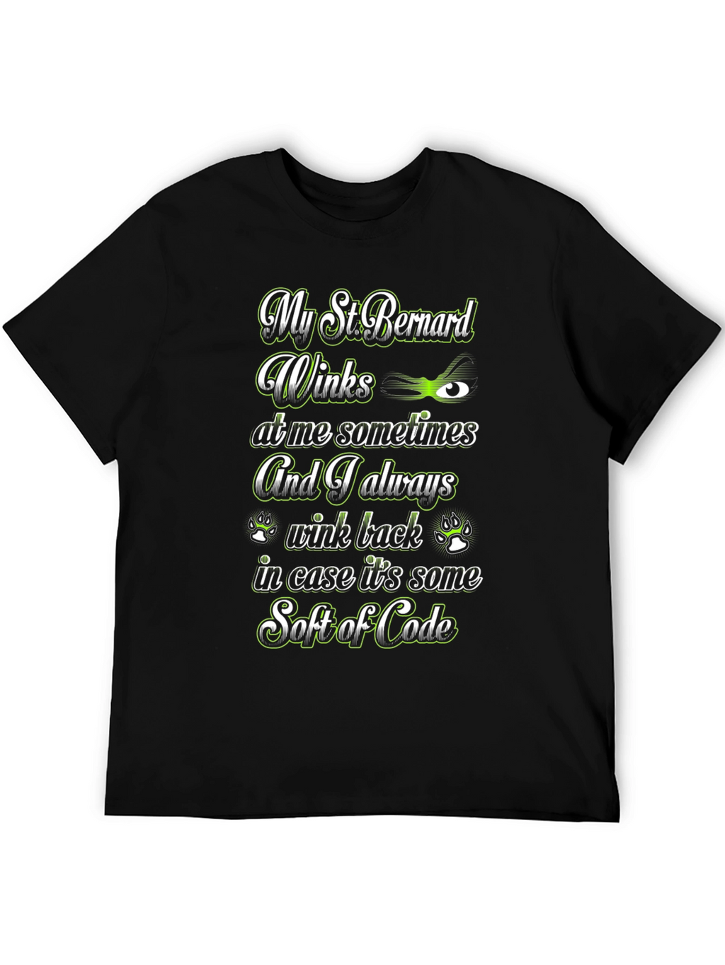 St. Bernard Wink Code T-Shirt – Funny Dog Lover Tee