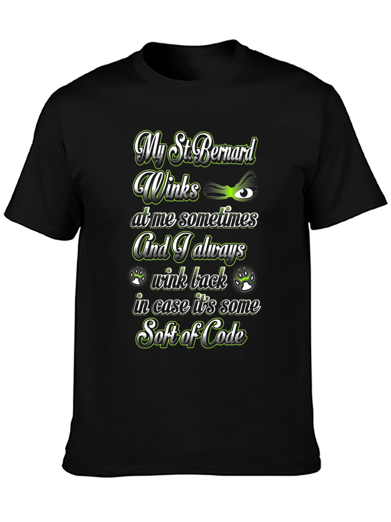 St. Bernard Wink Code T-Shirt – Funny Dog Lover Tee