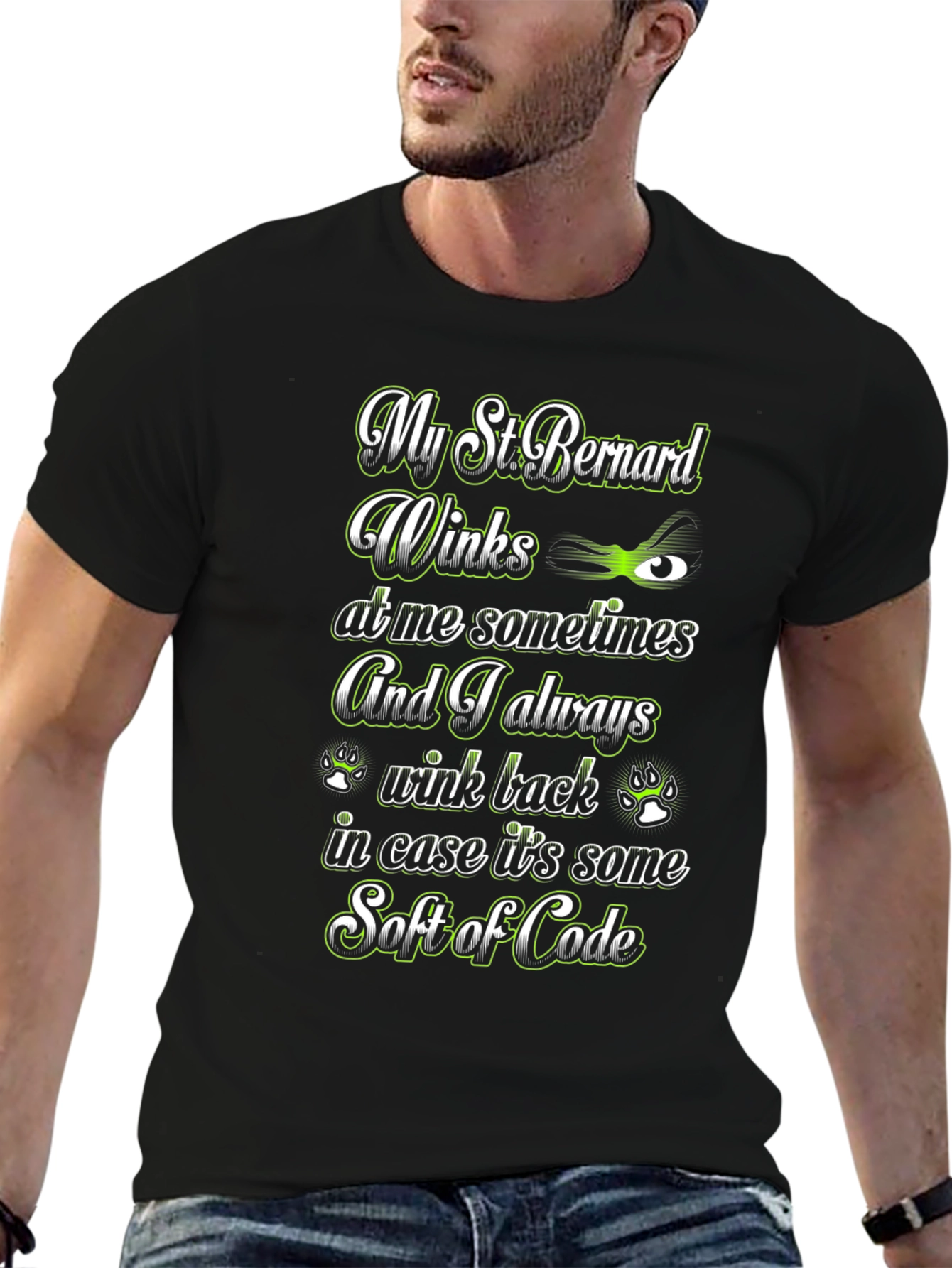 St. Bernard Wink Code T-Shirt – Funny Dog Lover Tee