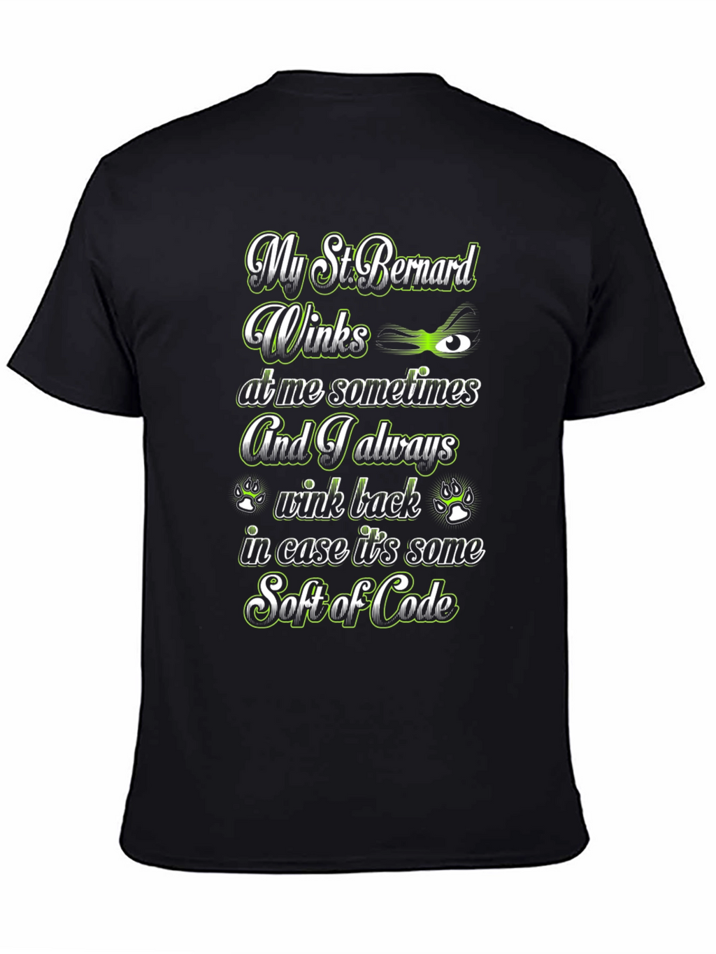 St. Bernard Wink Code T-Shirt – Funny Dog Lover Tee