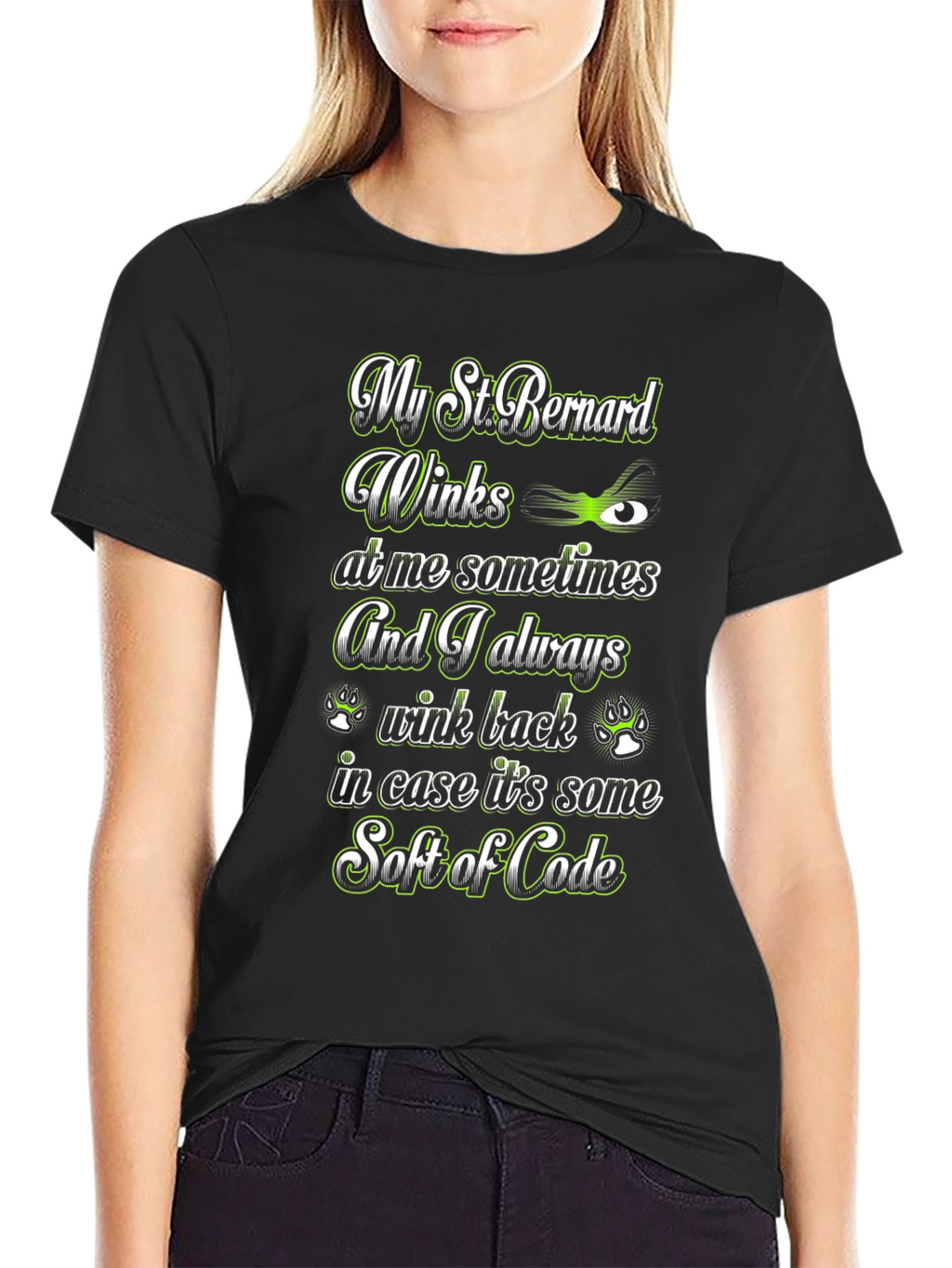 St. Bernard Wink Code T-Shirt – Funny Dog Lover Tee