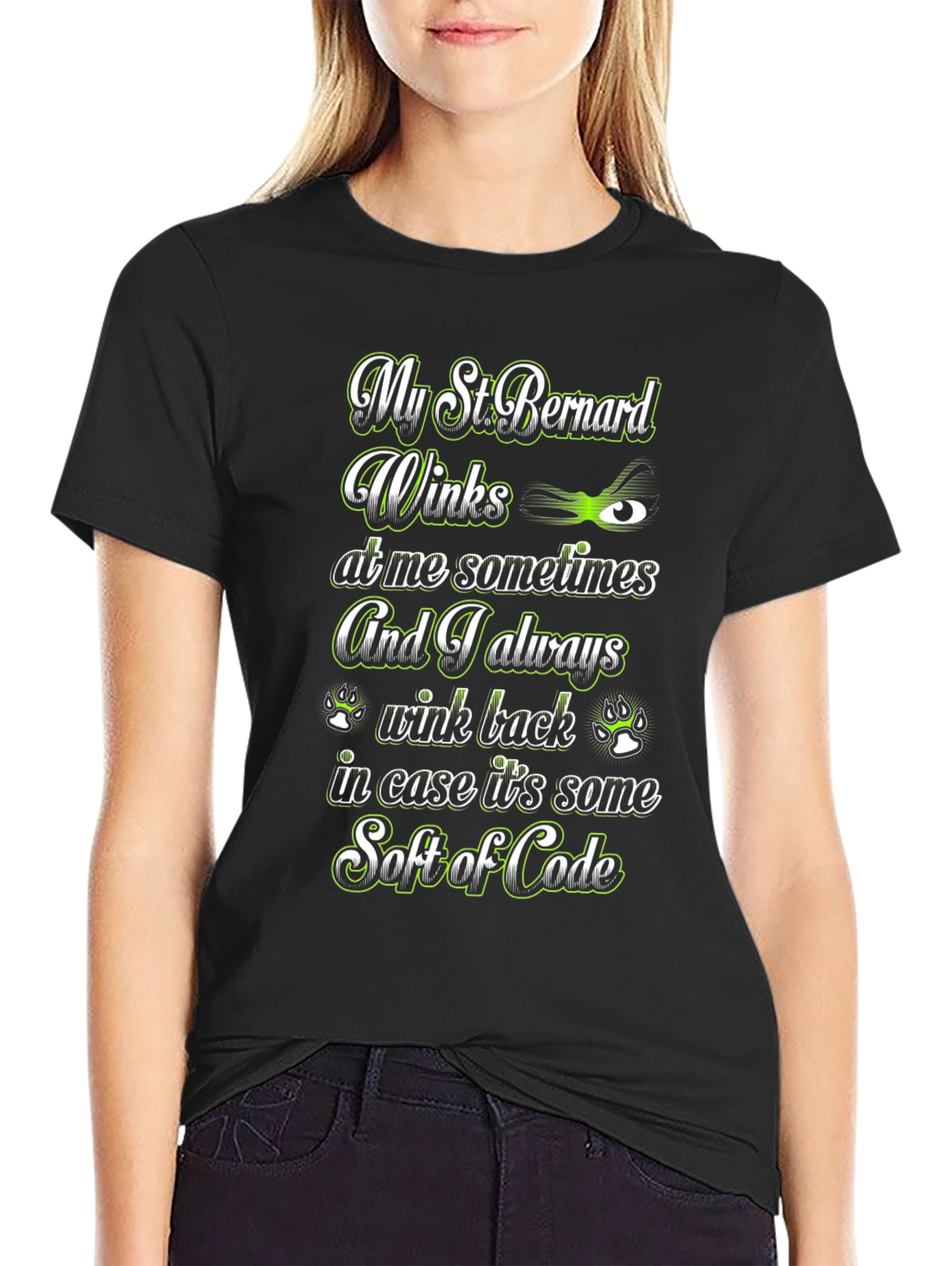 St. Bernard Wink Code T-Shirt – Funny Dog Lover Tee