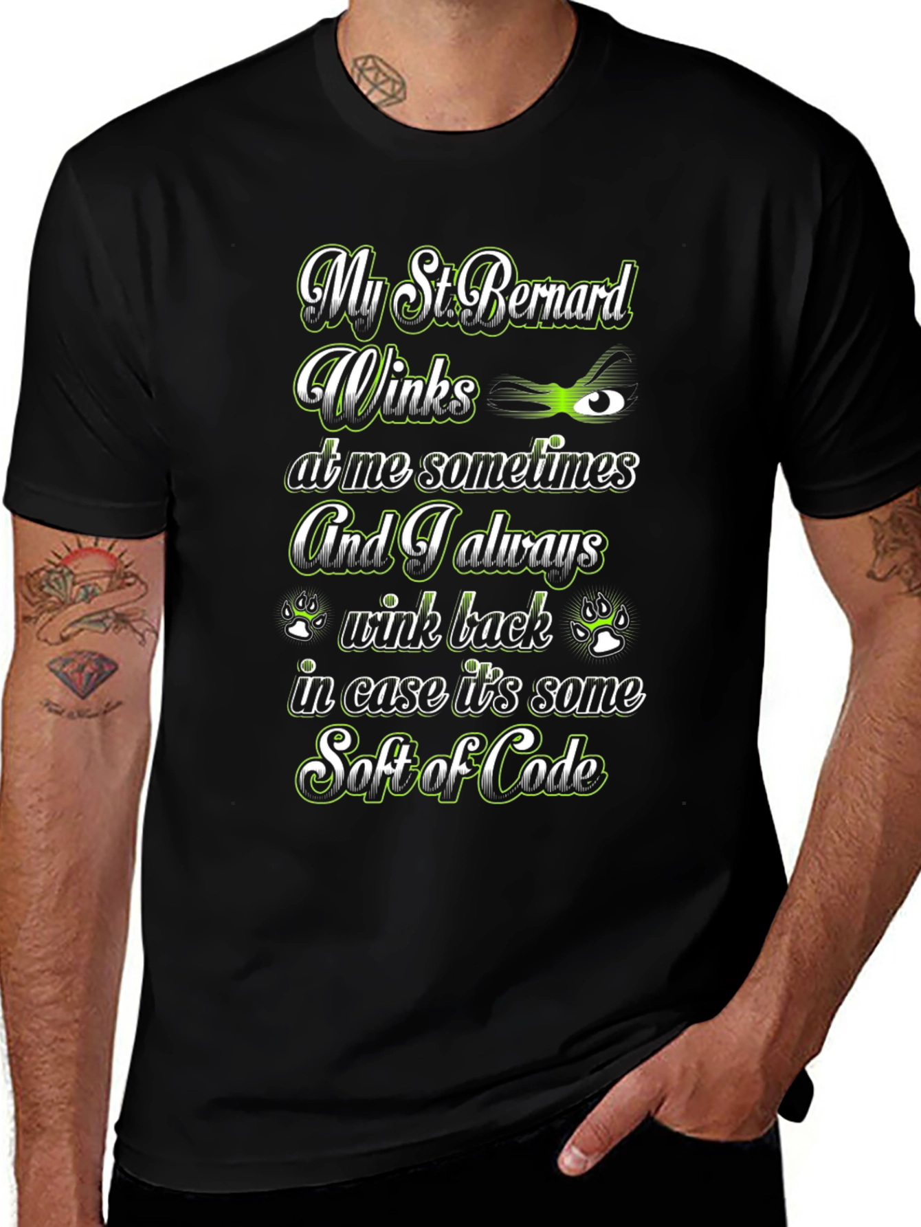 St. Bernard Wink Code T-Shirt – Funny Dog Lover Tee