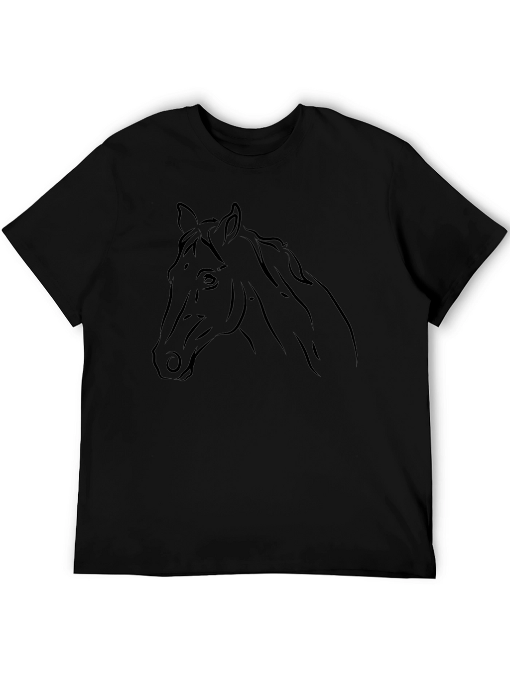 Black Horse Head Graphic T-Shirt