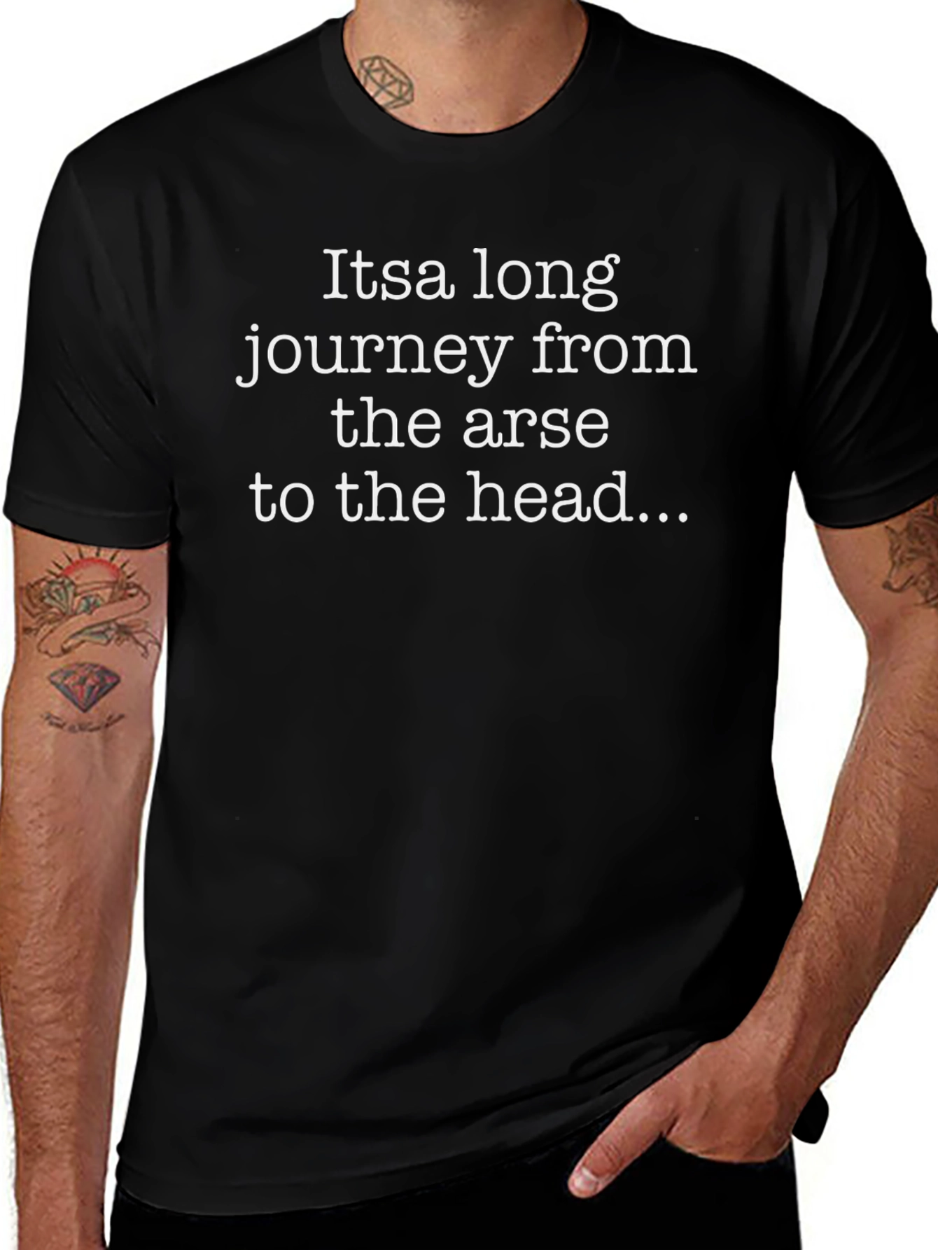 Funny Slogan T-Shirt - Arse to Head Black Tee