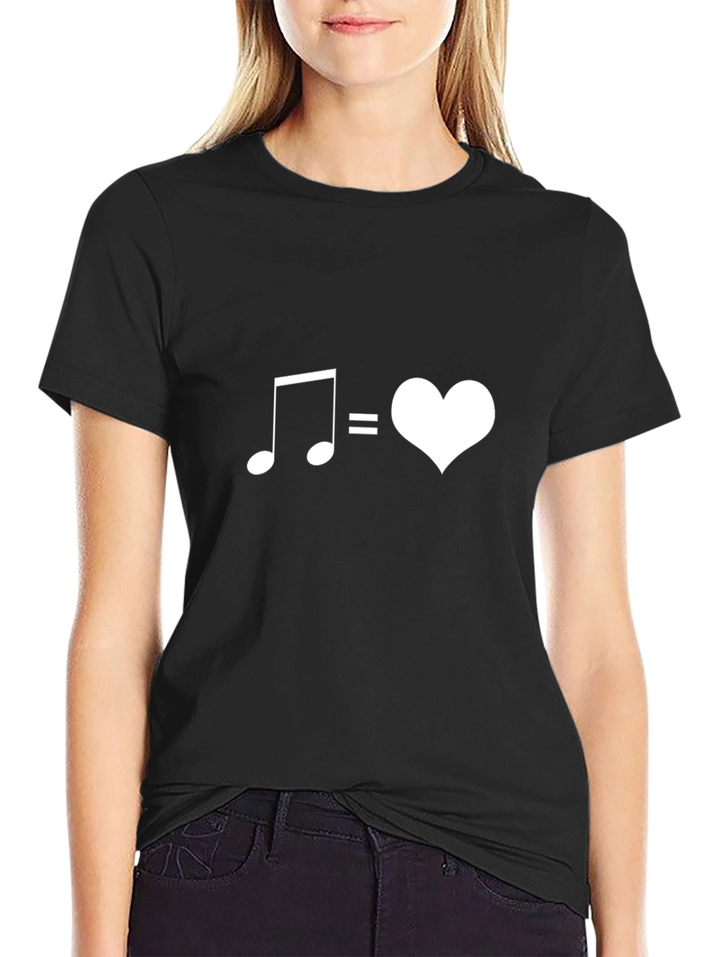 Music Equals Love Graphic Tee - Black Cotton Shirt