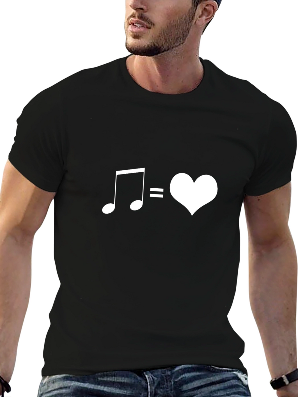 Music Equals Love Graphic Tee - Black Cotton Shirt