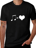 Music Equals Love Graphic Tee - Black Cotton Shirt
