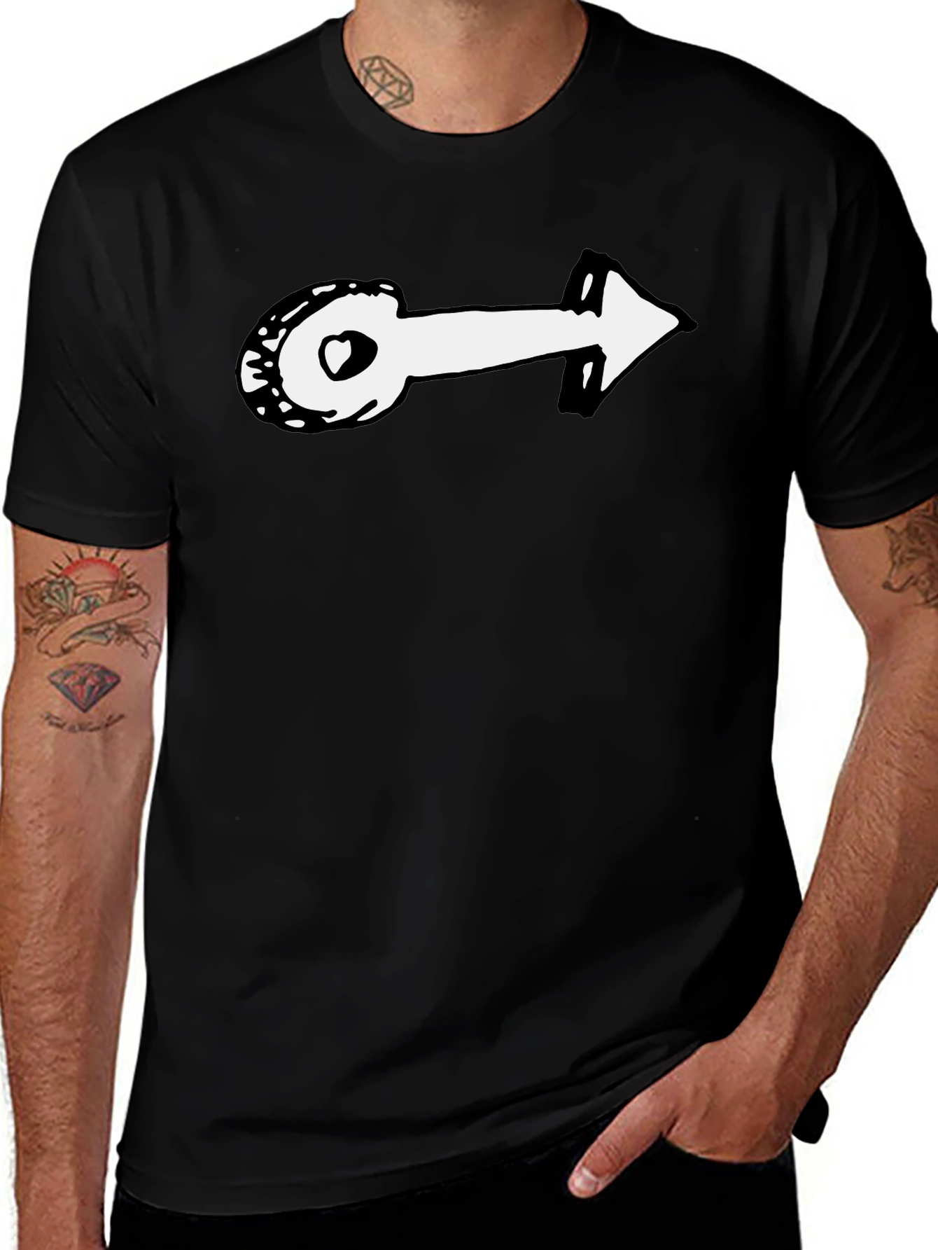 Novelty Arrow Graphic T-Shirt - Black Casual Tee