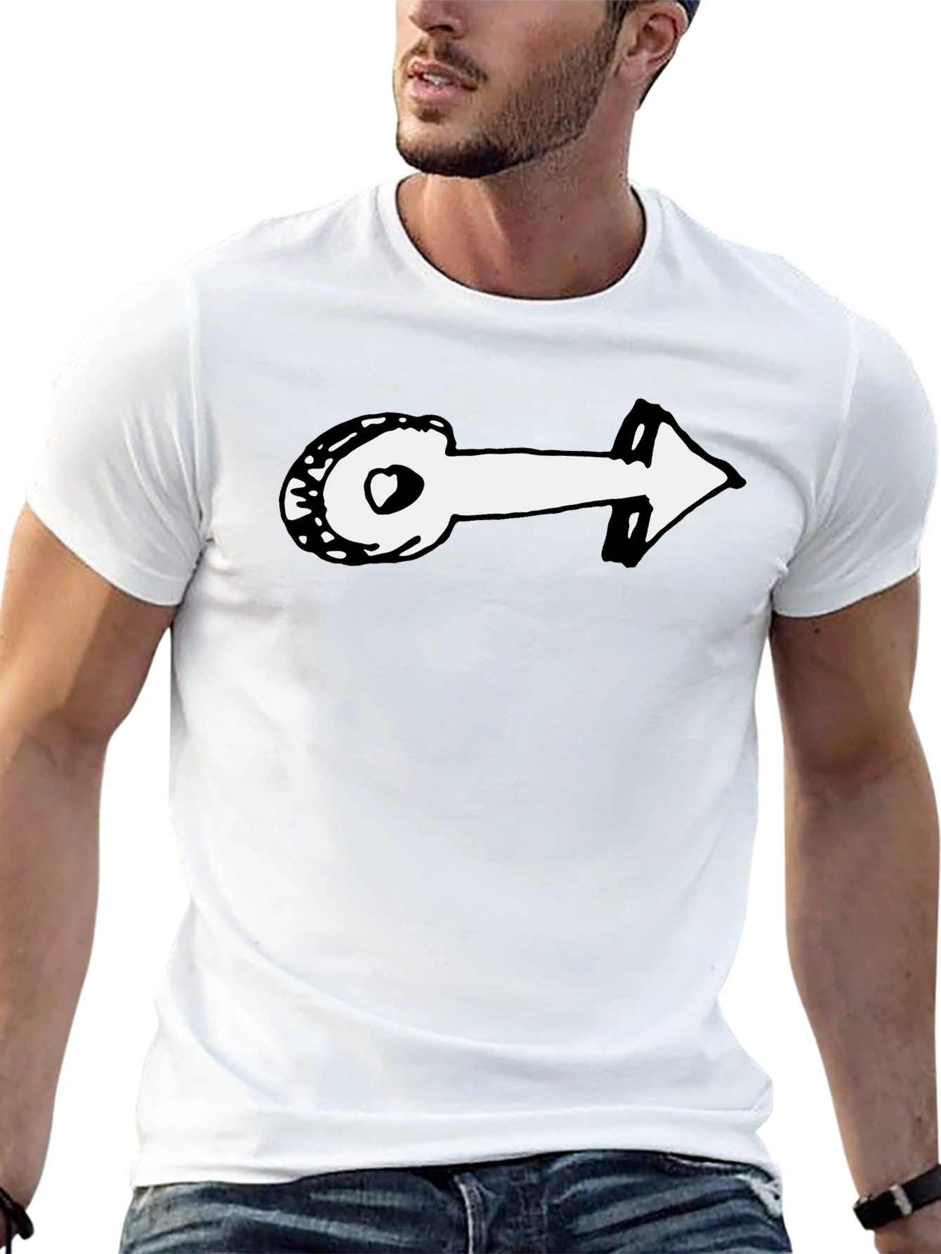 Novelty Arrow Graphic T-Shirt - Black Casual Tee