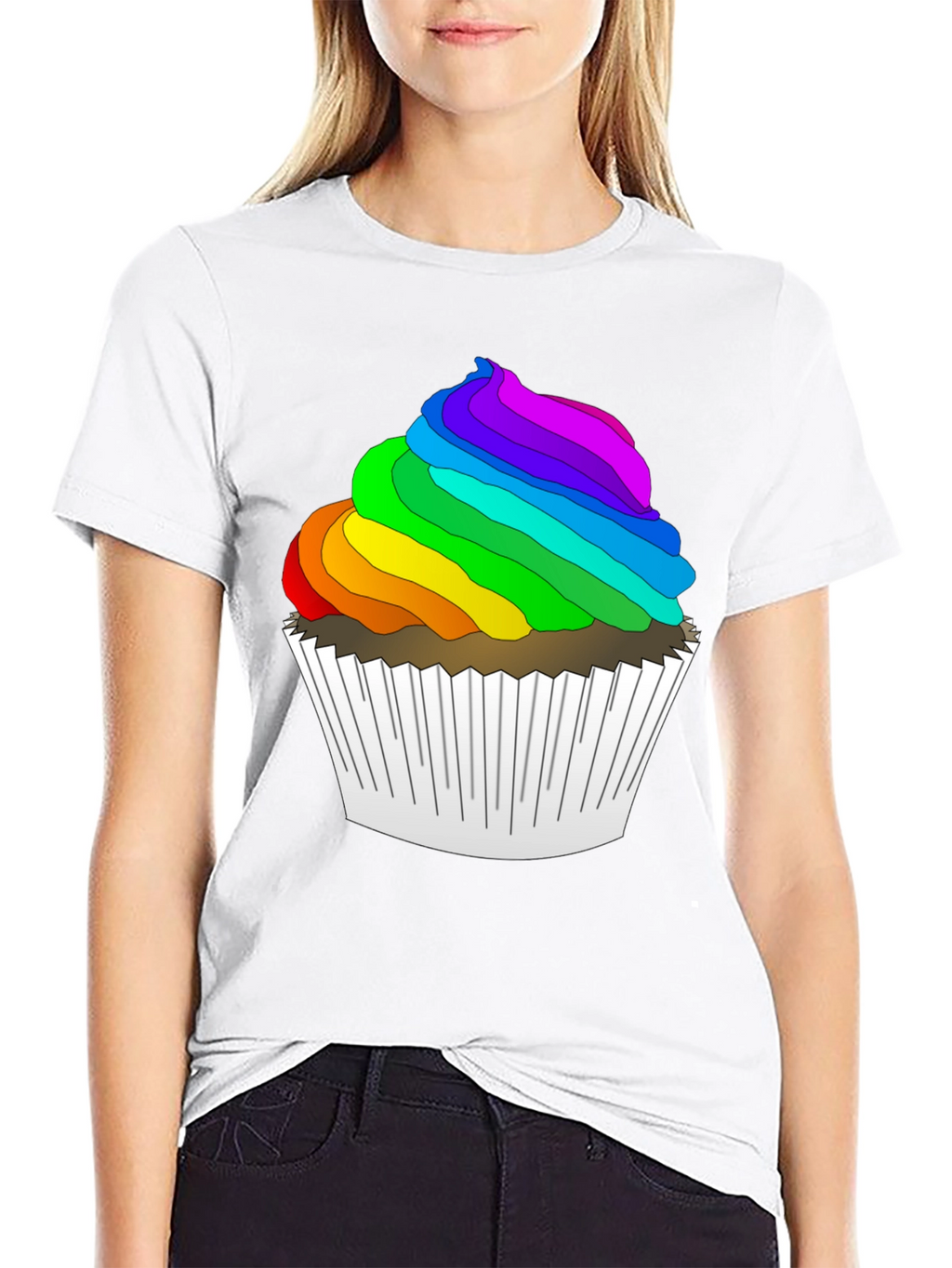 Rainbow Cupcake T-Shirt - Fun & Festive!