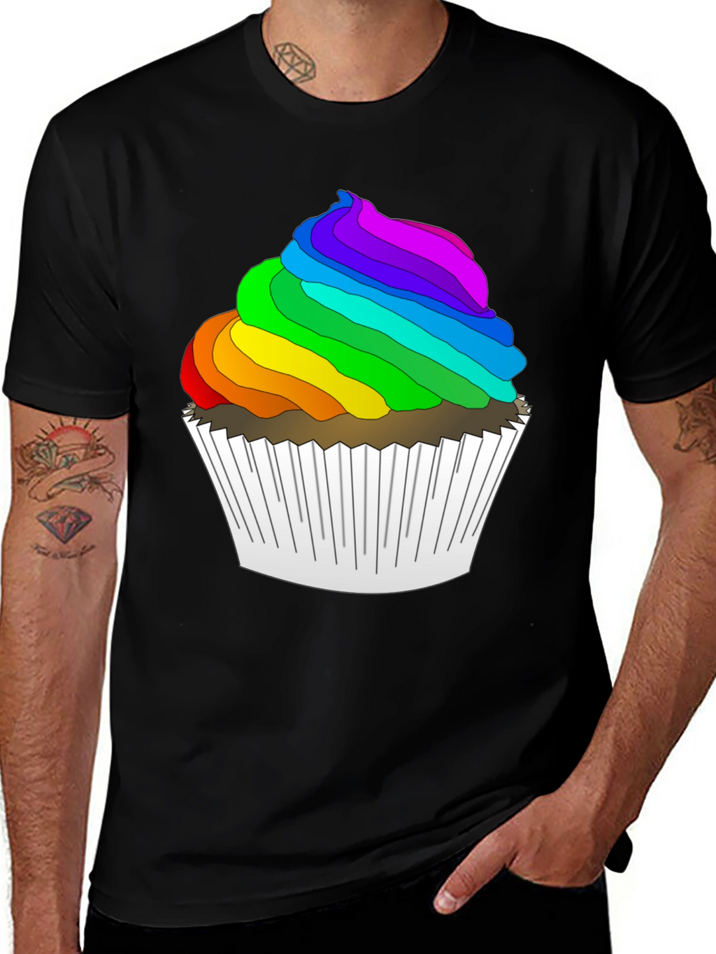 Rainbow Cupcake T-Shirt - Fun & Festive!