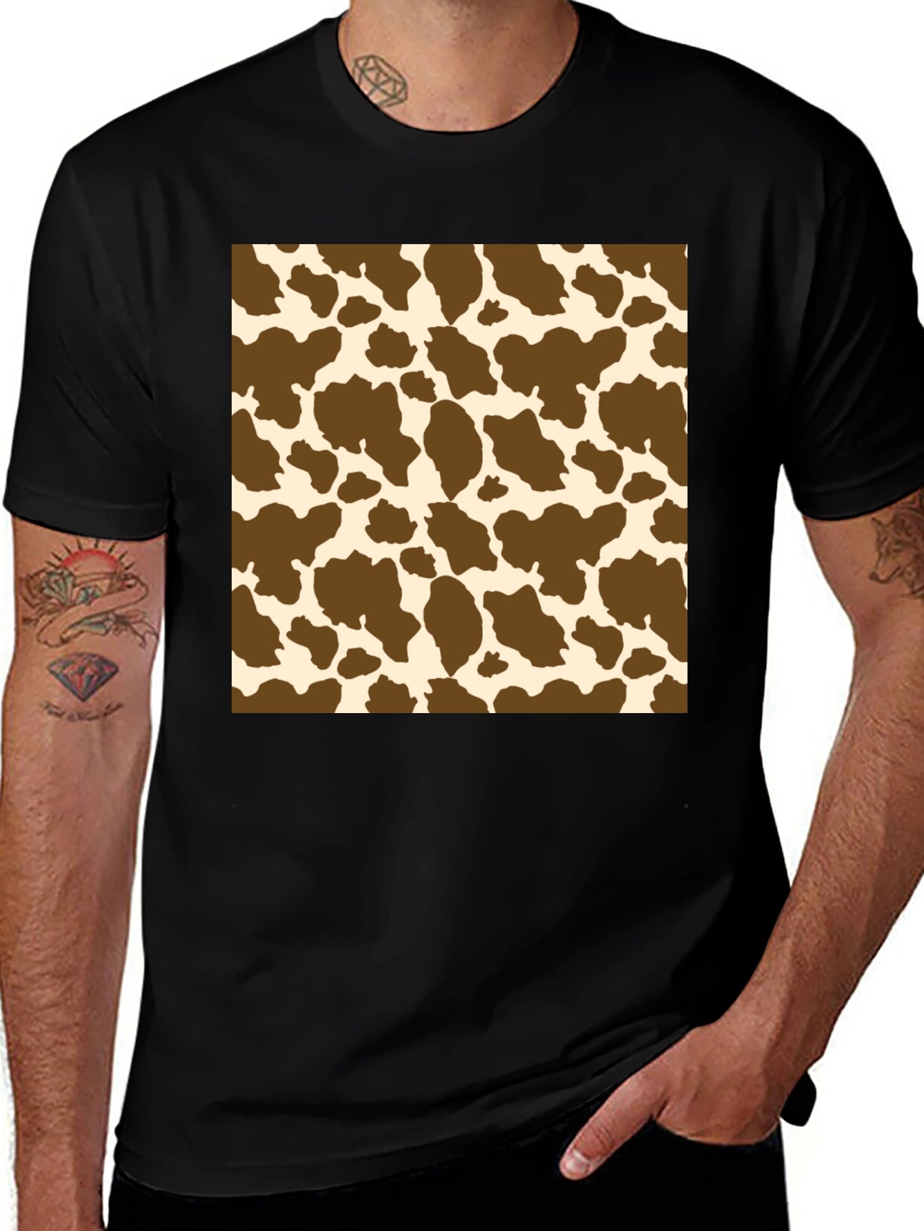 Cow Print T-Shirt: Novelty Pattern Tee